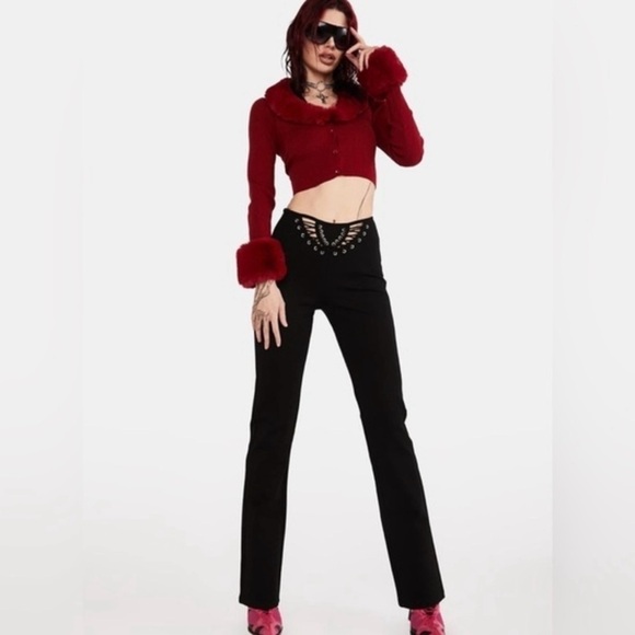 The Kript - BATIYA CUT OUT PANTS black trendy pants - Picture 1 of 9